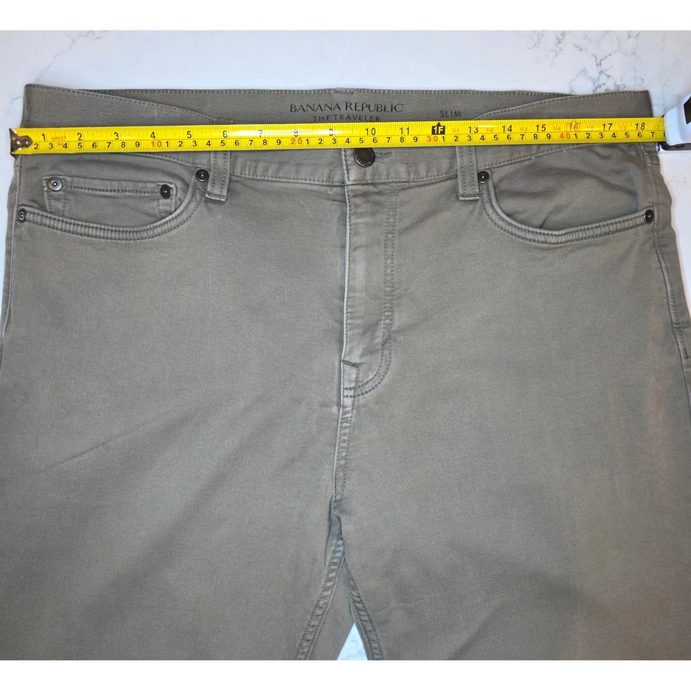 Banana Republic Slim Traveler Pants Bracken Olive | Mens 36x32 - Picture 7 of 12
